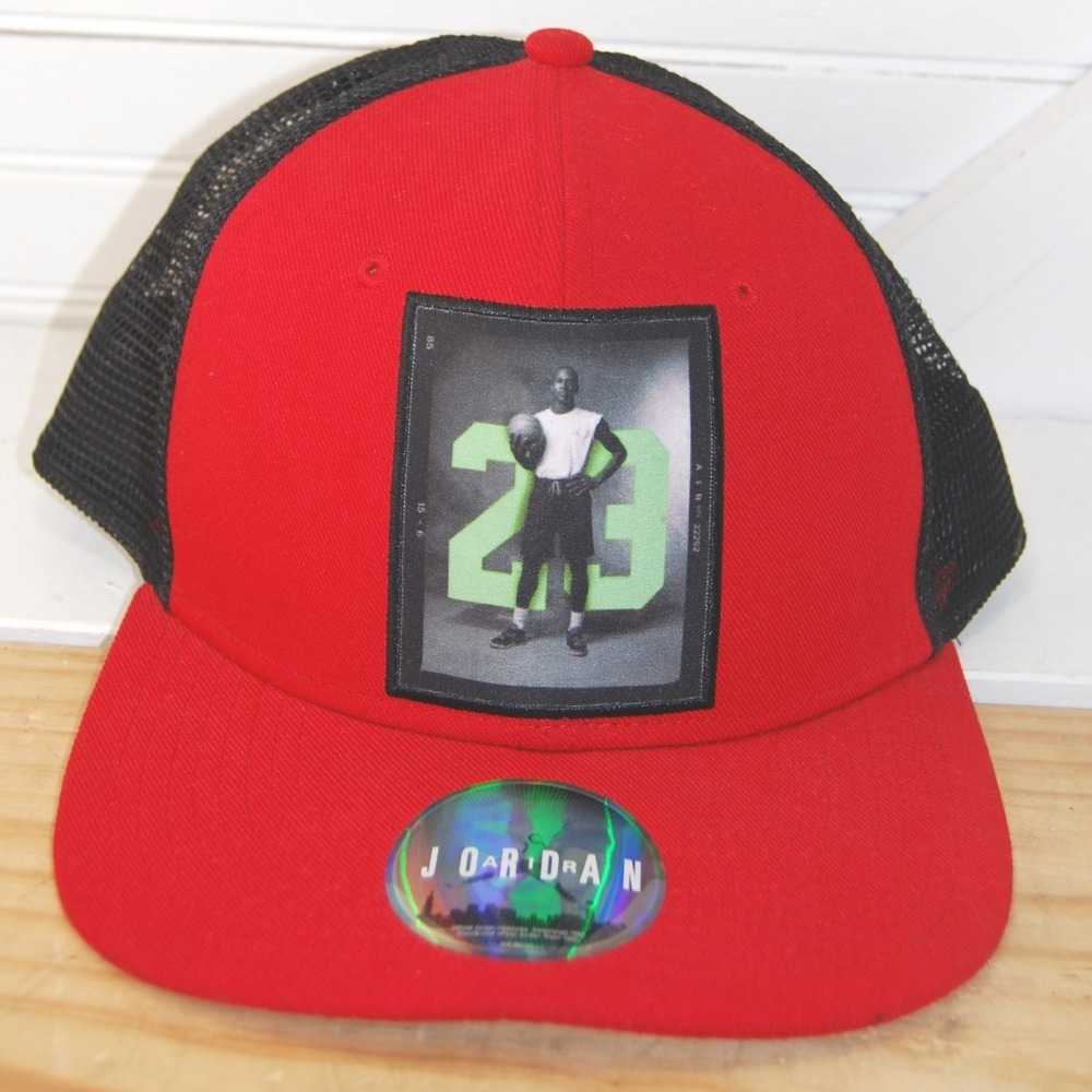 Air Jordan 23 Jumpman Trucker‎ hat Adjustable Snapback Red cap Holo sticker